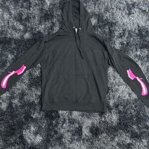 Black barber Hoodie with Pink Accents